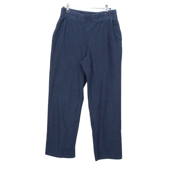 LL Bean Perfect Fit Pants Fleece Backed Straight Leg Classic Navy M Pet - Picture 1 of 11